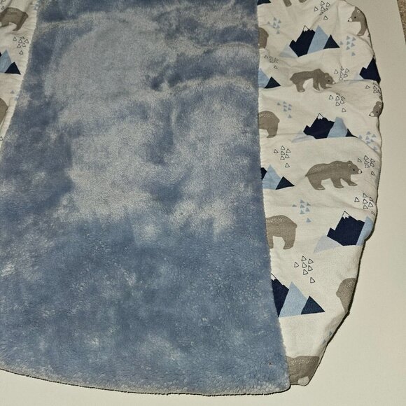 Levtex Baby Changing Pad Cover Soft Fleece Top Blue Gray Bears Mountains - Picture 2 of 8